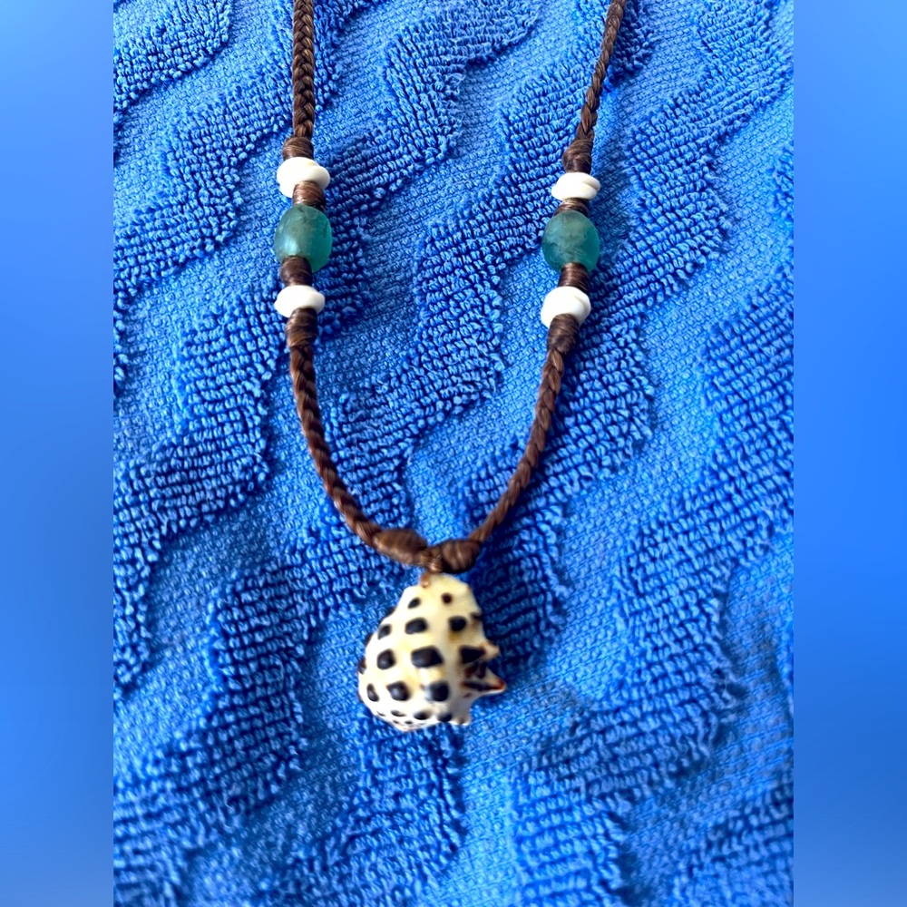 Ocean necklace. Never worn ! Hemp , shell , ocean glass necklace.  Never worn !